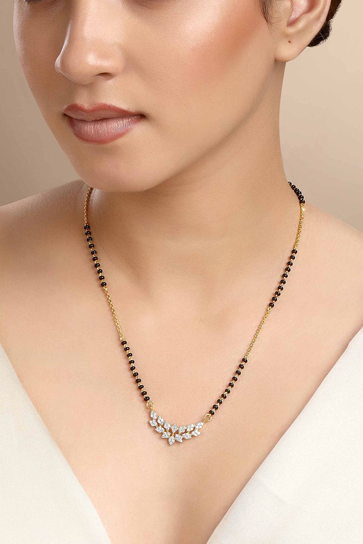 Buy Black Beads Leafy Mangalsutra by Sica for women online at ScrollnShops